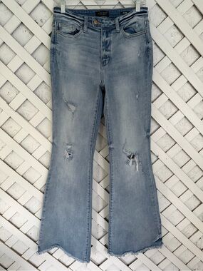 Judy Blue Flared High Rise Jeans Distressed Frayed Hem 5/27